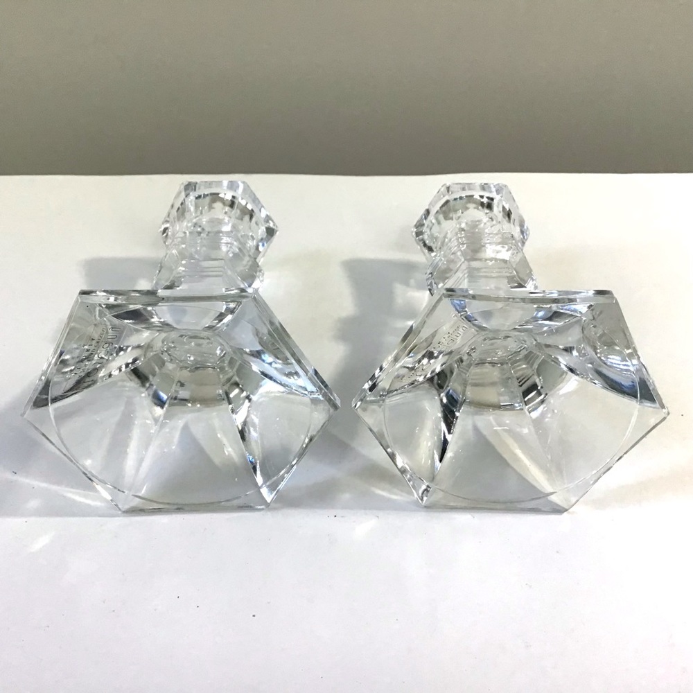 Vintage Toscany Austria 24% Lead Crystal Candlestick Candle Holders 4-3/4” Set 2 - Picture 5 of 7